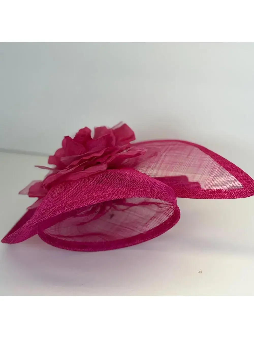 The Hat Hive Fuchsia Sinamay Fascinator Hat w/ Flower & Headband - New w/ Tags